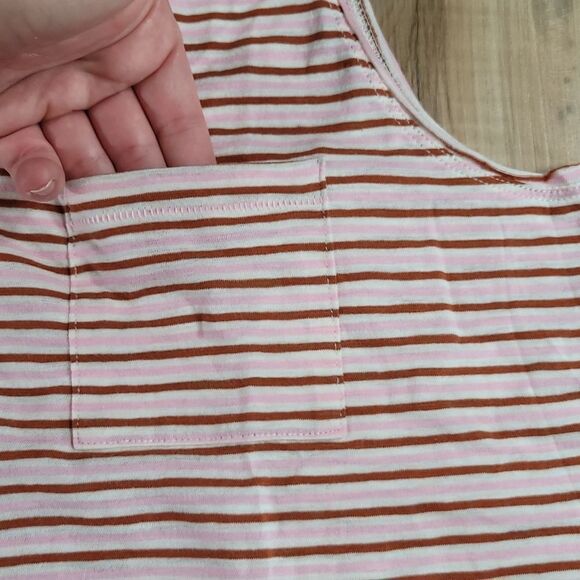 🔹️NWT Madewell Whisper Striped Sleeveless Vneck Top w/ Chest Pocket XLarge - Picture 5 of 10